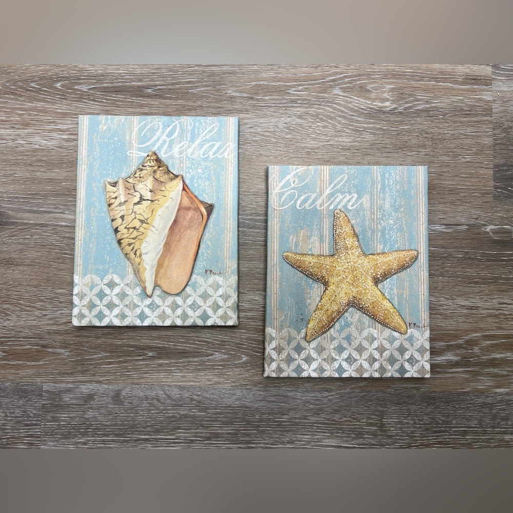 Brand New-Paul Brent Shell & Starfish Cavas Print-Set of 2
